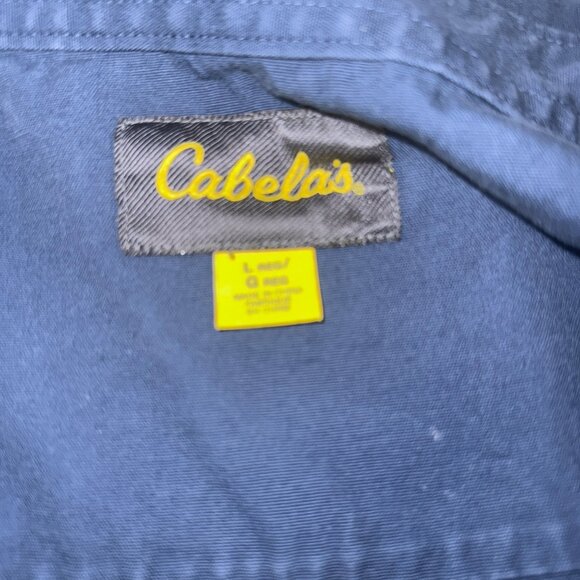Cabelas Mens Long-Sleeve Button-Up Shirt Denim Blue Size L 100% Cotton Two Pocke - Picture 4 of 5